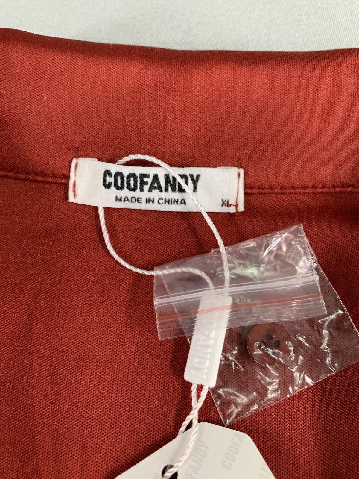 Coofandy Shirt Mens XL Red Short Sleeve Button Up Camp Collar Casual Lightweight