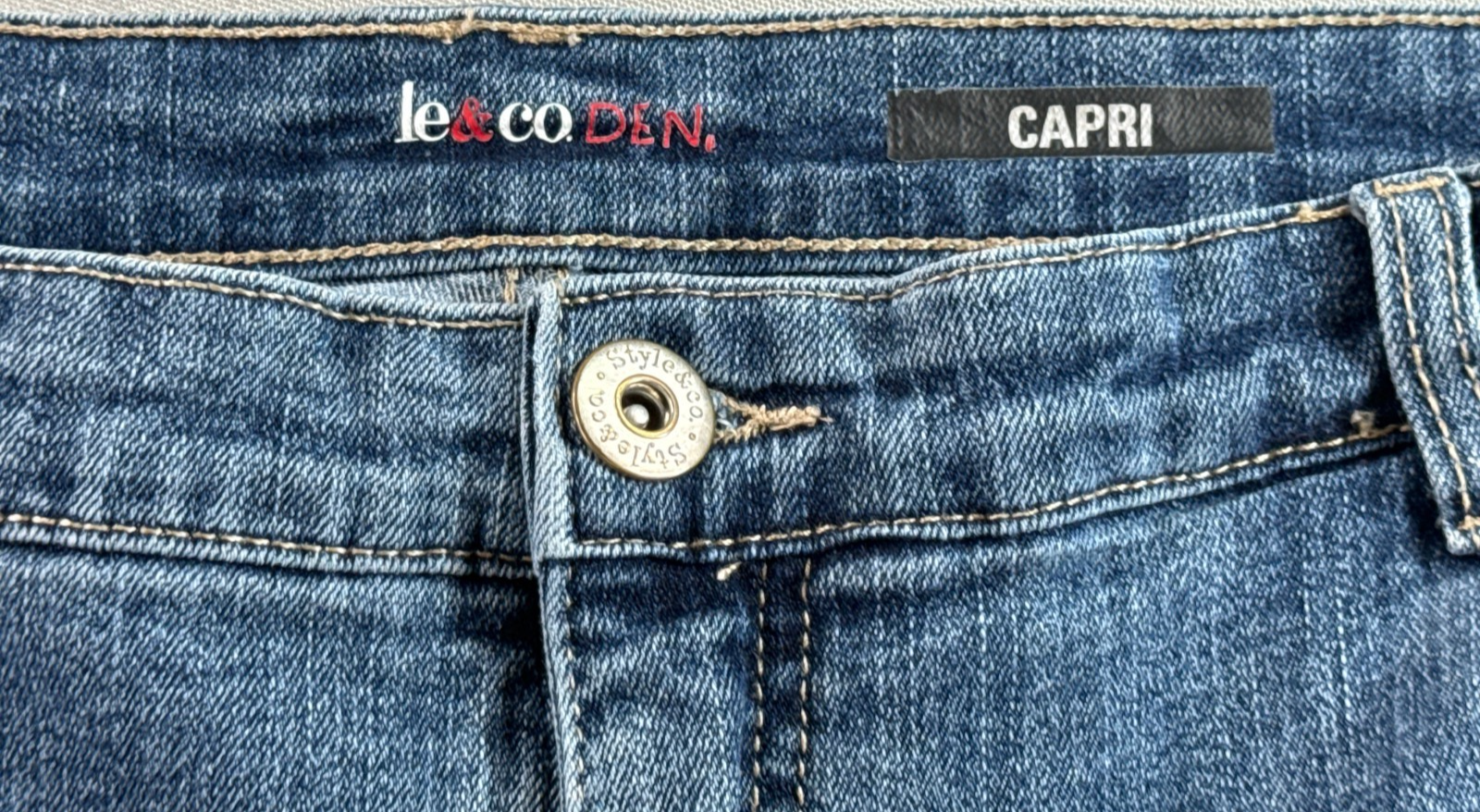 Style & Co Denim Capri Jeans Womens 18 Blue Stretch Mid Rise Cropped Pants