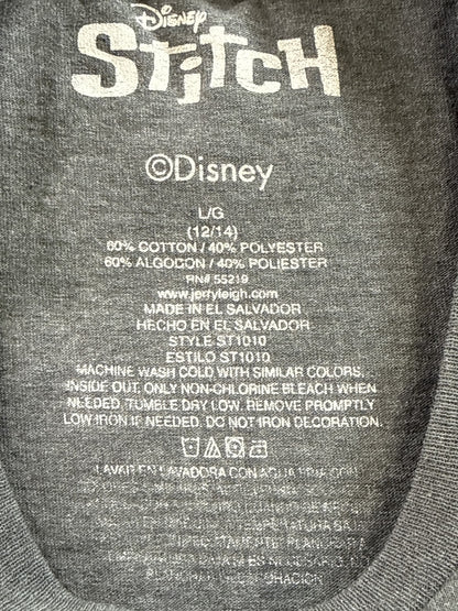 Stitch Graphic Tee L/G (12/14) Gray Crewneck Short Sleeve Cotton Polyester