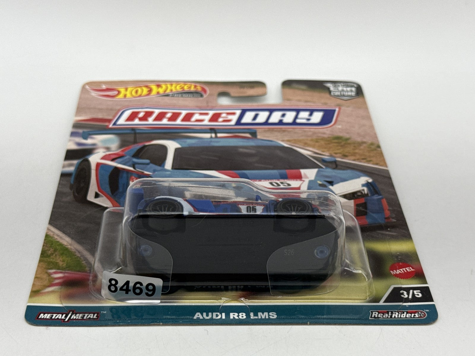 Hot Wheels Audi R8 LMS Race Day Diecast Car 1:64 Blue/White/Red Metal/Metal Real
