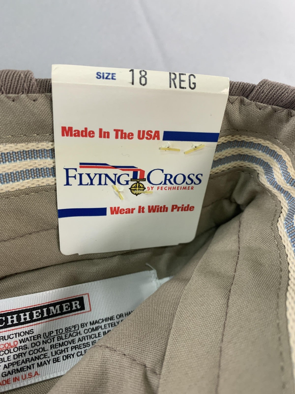 Flying Cross Pants Mens 18 Regular Brown Wool Blend Uniform Dress Made USA on