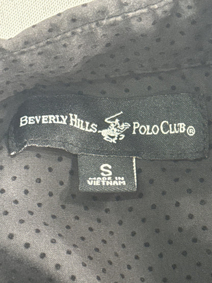 Beverly Hills Polo Club Shirt Mens Small Black Dot Long Sleeve Button Up Dress