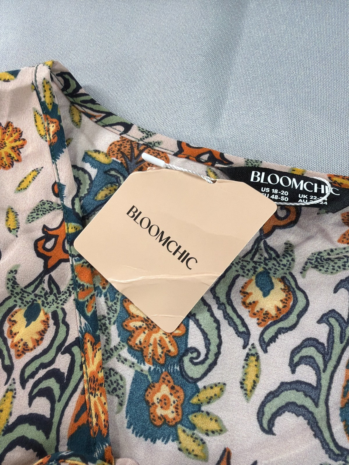 BloomChic Women Plus 18-20 NWT Boho Paisley Border Print Bell Sleeve Tunic Top