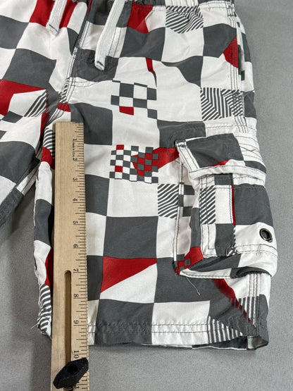 REBEL ACTIVE Streetwear Cargo Shorts YEARS 140CM Gray Red White Cotton Regular