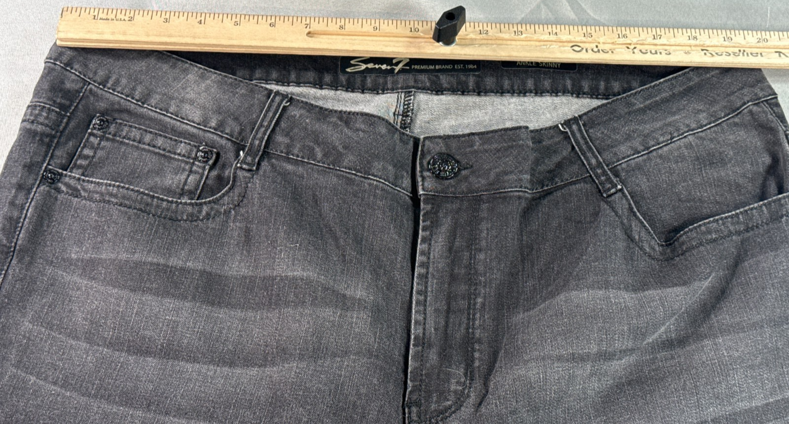 Seven7 Ankle Skinny Jeans Womens 22W Gray Grommet Frayed Hem Stretch Denim