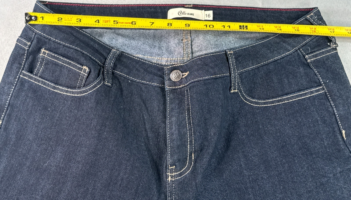 Cello Jeans Womens 16 Dark Wash Denim Straight Leg Stretch Five Pocket Blue Pant