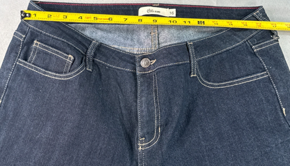 Cello Jeans Womens 16 Dark Wash Denim Straight Leg Stretch Five Pocket Blue Pant