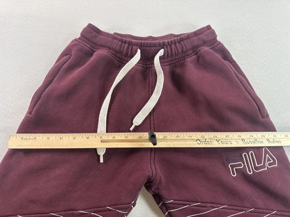 FILA Burgundy Joggers Pants L Cotton Blend Graphic Elastic Waistband Drawstring
