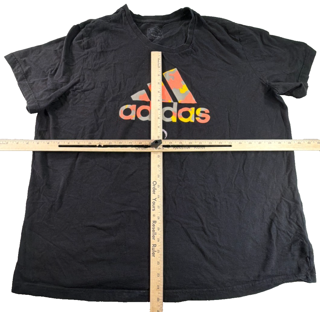 Adidas Mens 2XL Black Camo Badge of Sport Graphic Tee Short Sleeve Crew Neck