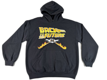 GILDAN Back to the Future Hoodie M Black Cotton Pullover Graphic Long