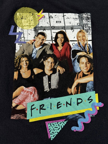 Friends TV Show Long Sleeve Graphic Tee Black Large Cotton Crewneck Retro Style