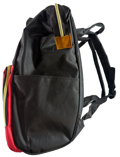 Mickey Mouse Diaper Bag Backpack Black Red Gold Zip Living Traveling Share Baby