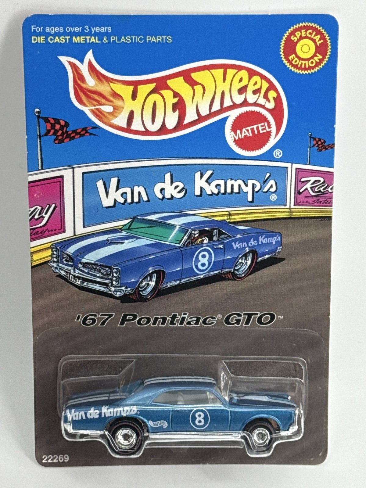 Hot Wheels 67 Pontiac GTO Van de Kamp 1998 Special Edition Blue Diecast Car