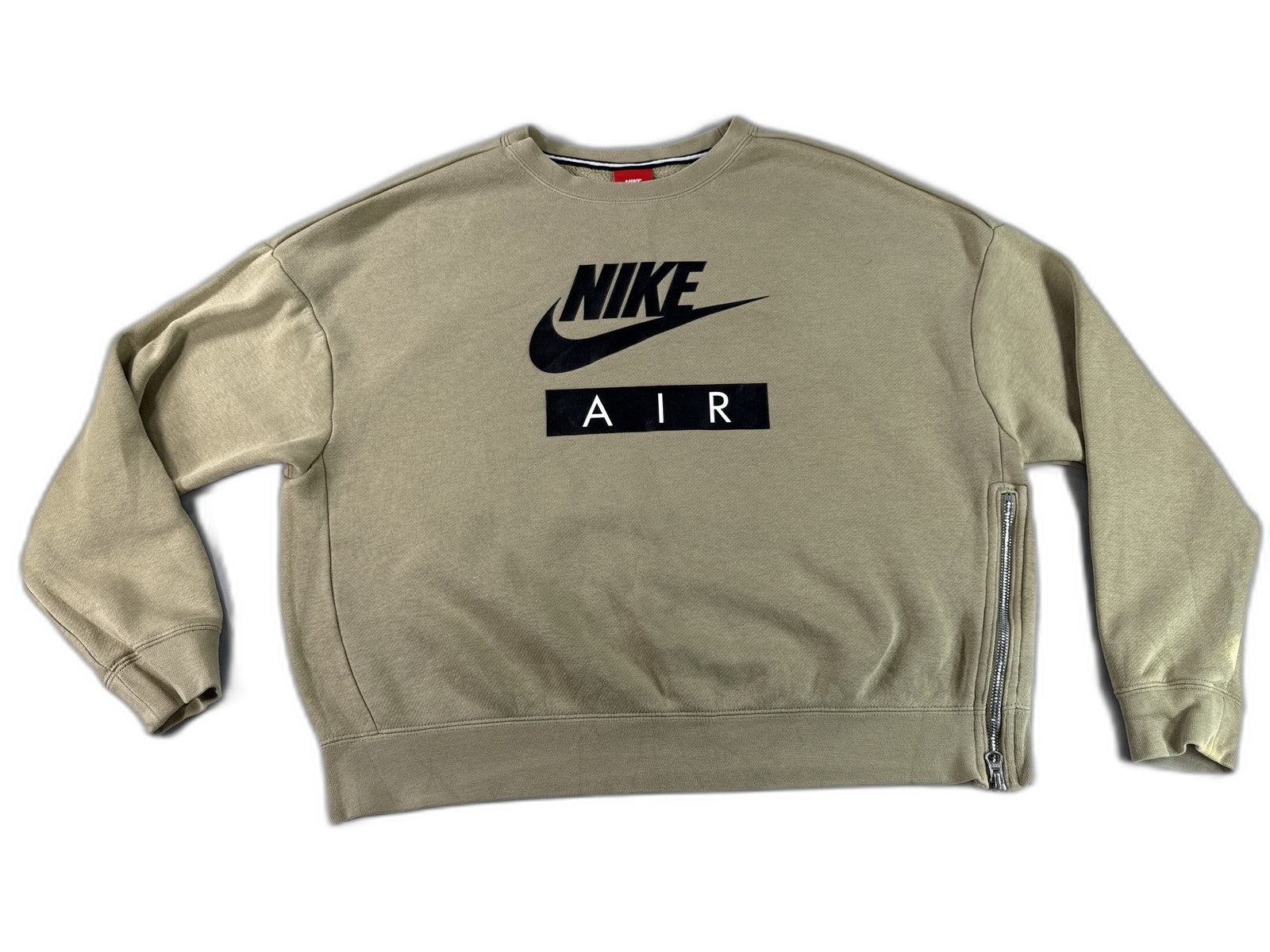 Nike Air Sweatshirt Olive S Pullover Graphic Crewneck Long Sleeve Regular Fit