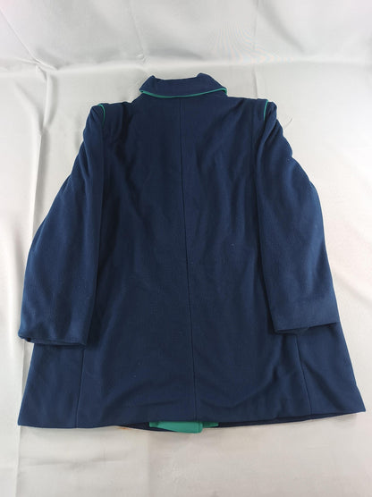 Vintage Kashmiracle by Wellington Coat Womens Medium Blue Green Trim Made USA