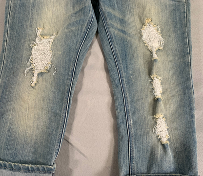 Almost Famous Jeans Size 11 Distressed Crop Cuffed Light Wash Denim Y2K Style