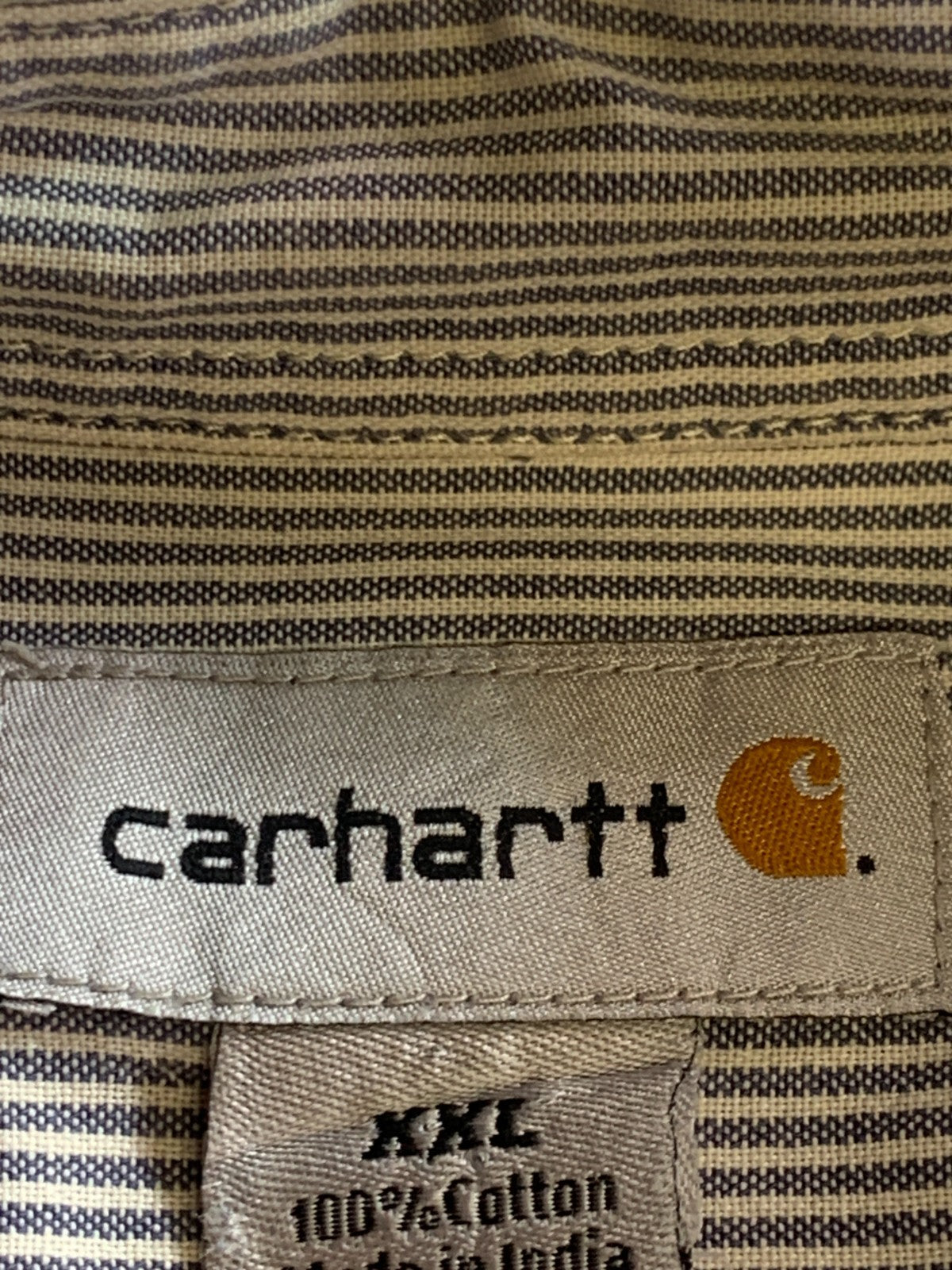 Carhartt Mens 2XL Blue Hickory Stripe Short Sleeve Button Up Work Shirt S280