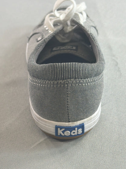 Keds Center III Women 6.5 Gray Chambray Lace Up Canvas Sneaker WF62371 Low Top
