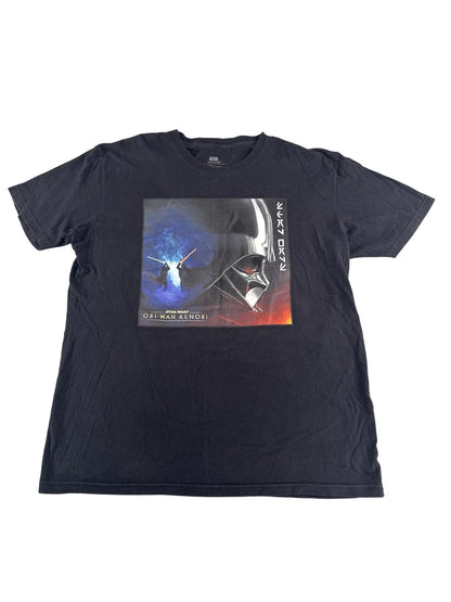 Star Wars Obi-Wan Kenobi Shirt Mens XL Black Darth Vader Lightsaber Battle Tee