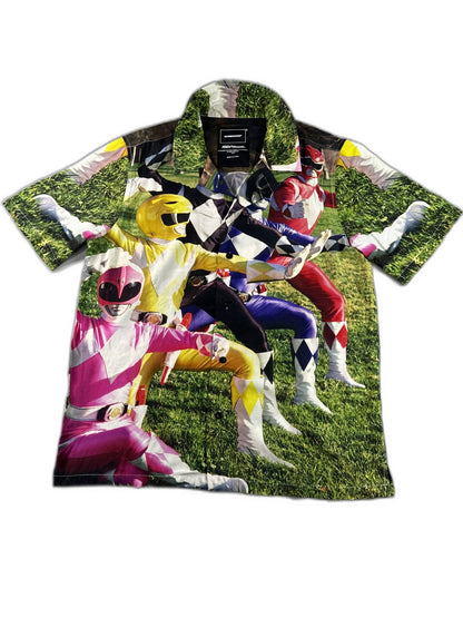 Power Rangers All Over Print Short Sleeve Button Up Shirt Unisex
