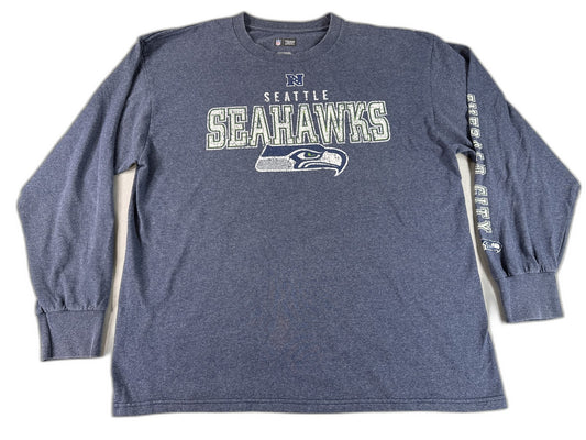 NFL Team Apparel Seattle Seahawks Long Sleeve Tee XL Blue Cotton Polyester