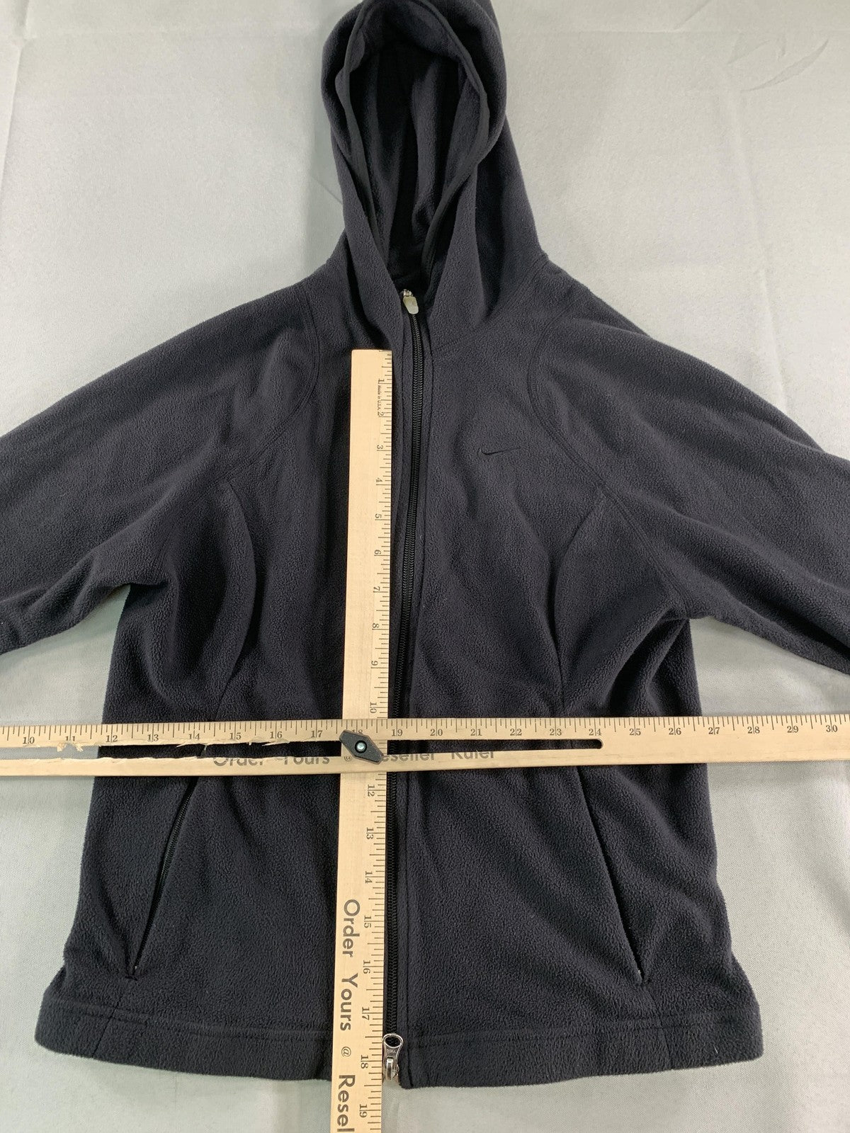 Vintage Nike Jacket Womens Small Black Therma-Fit Fleece Full Zip Hoodie 00s S04