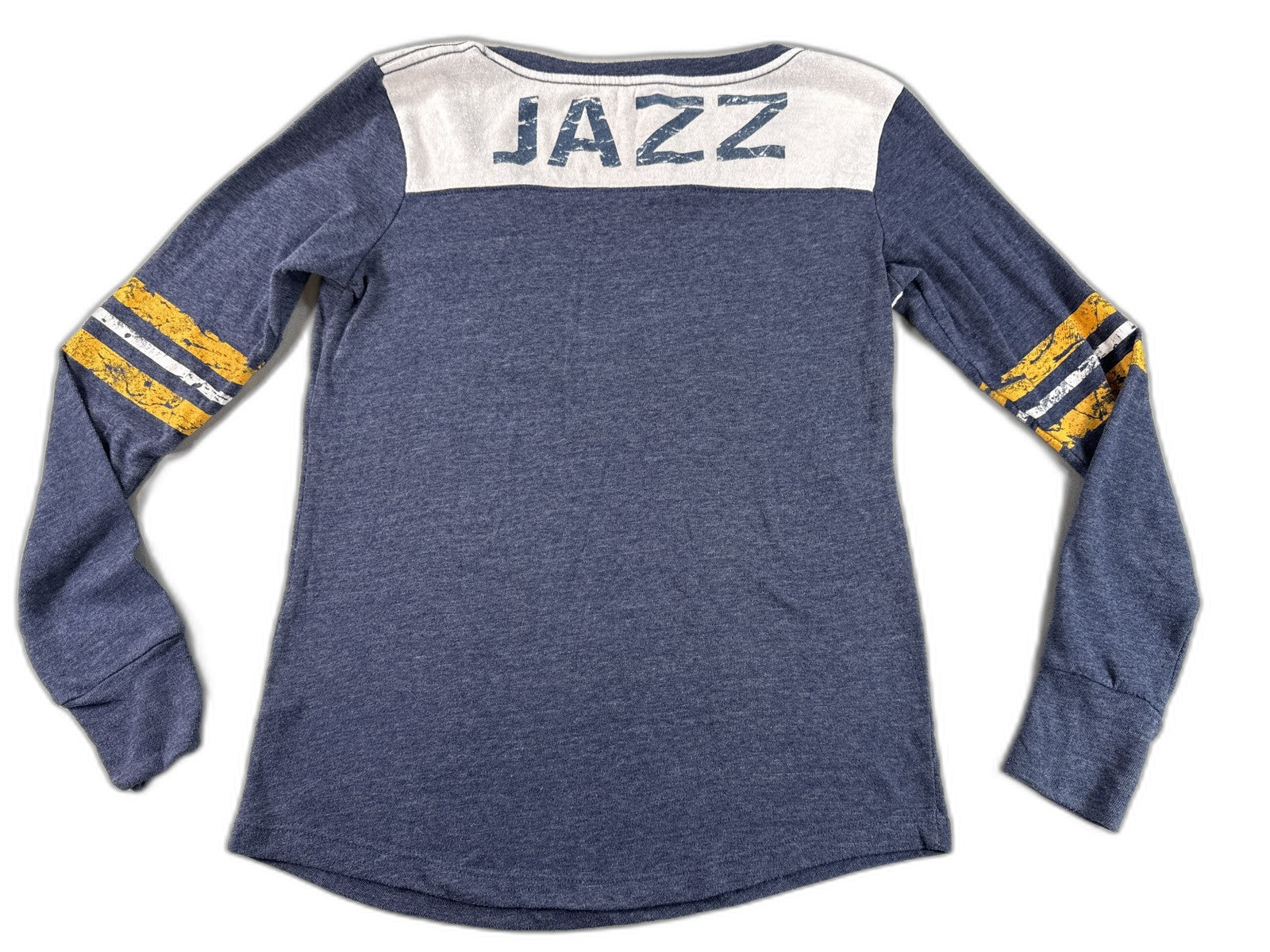 New Era Utah Jazz Long Sleeve Shirt M Navy Blue White Graphic Crewneck