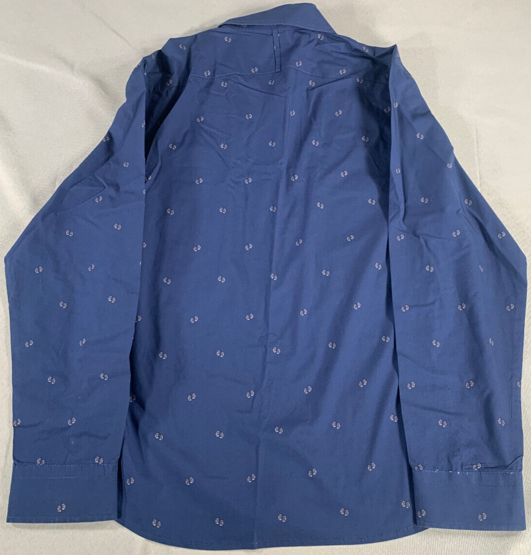 Banana Republic Mens Shirt L Slim Fit Blue Luxe Poplin Button Down Boxing Print
