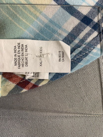 Lucky Brand XXL Western Snap Shirt Blue Green Red Plaid Long Sleeve Cowboy Men
