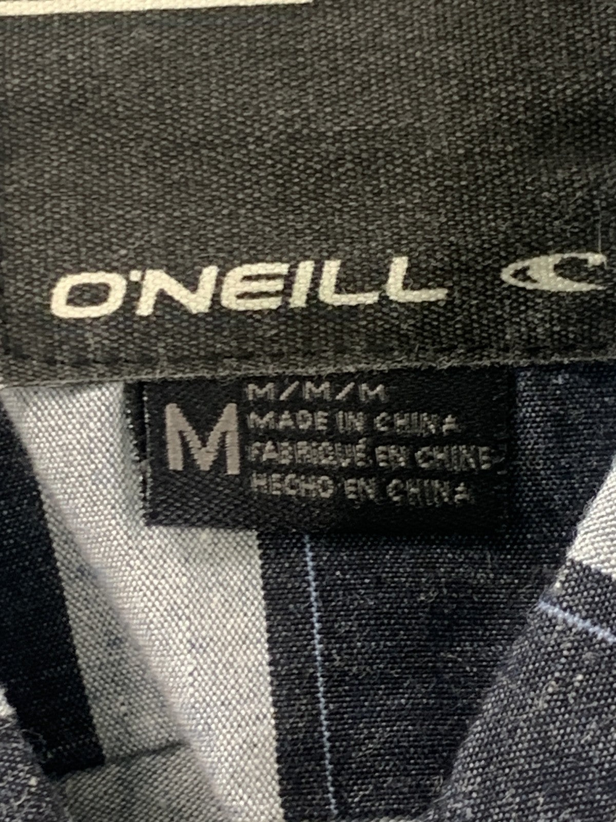 O'Neill Shirt Mens Medium Blue Gray Striped Button Up Short Sleeve Casual Summer