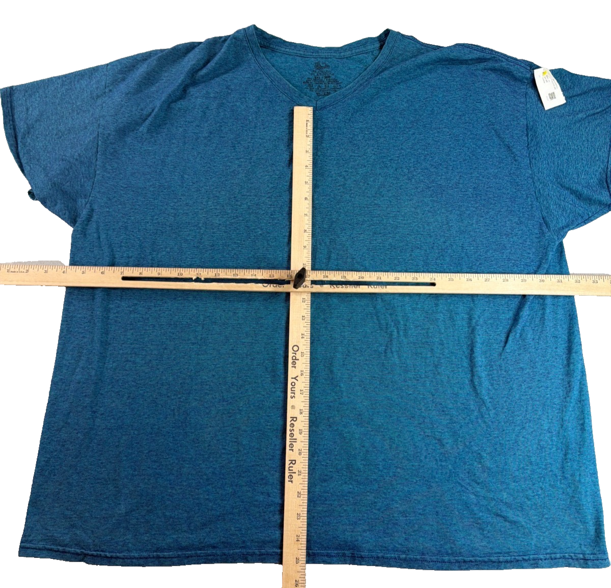 Fruit of the Loom Platinum V-Neck T-Shirt Mens 3XL Heather Blue 60/40 Cotton