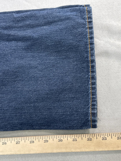 True Religion Jeans Mens 34 Blue Straight Flap Pockets Denim Made USA Dark Wash