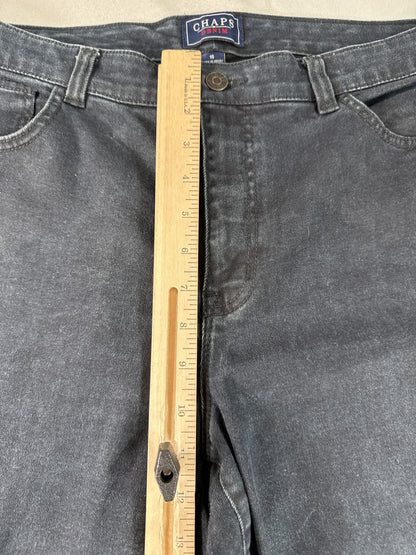 CHAPS Straight Leg Jeans 16 Black Cotton Blend Fit India Denim Classic Boho