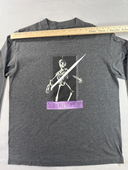 Interplay Stonekeep Vintage Long Sleeve Tee M Mens Grey Graphic Skeleton Knit