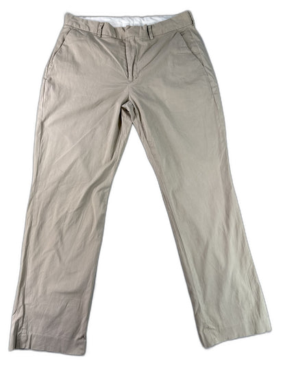 EXPRESS Chino Pants 34 34/32 Beige Cotton Spandex Flat Front Regular Fit Slim