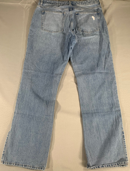 H&amp;M Bootcut Jeans Womens 34x28 Light Wash Side Slit Distressed Y2K Denim NWT