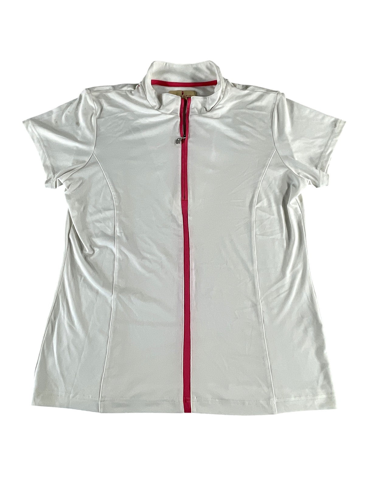 Sport Haley Shirt Womens Large White Pink Zip Golf Athletic Performance Stretch