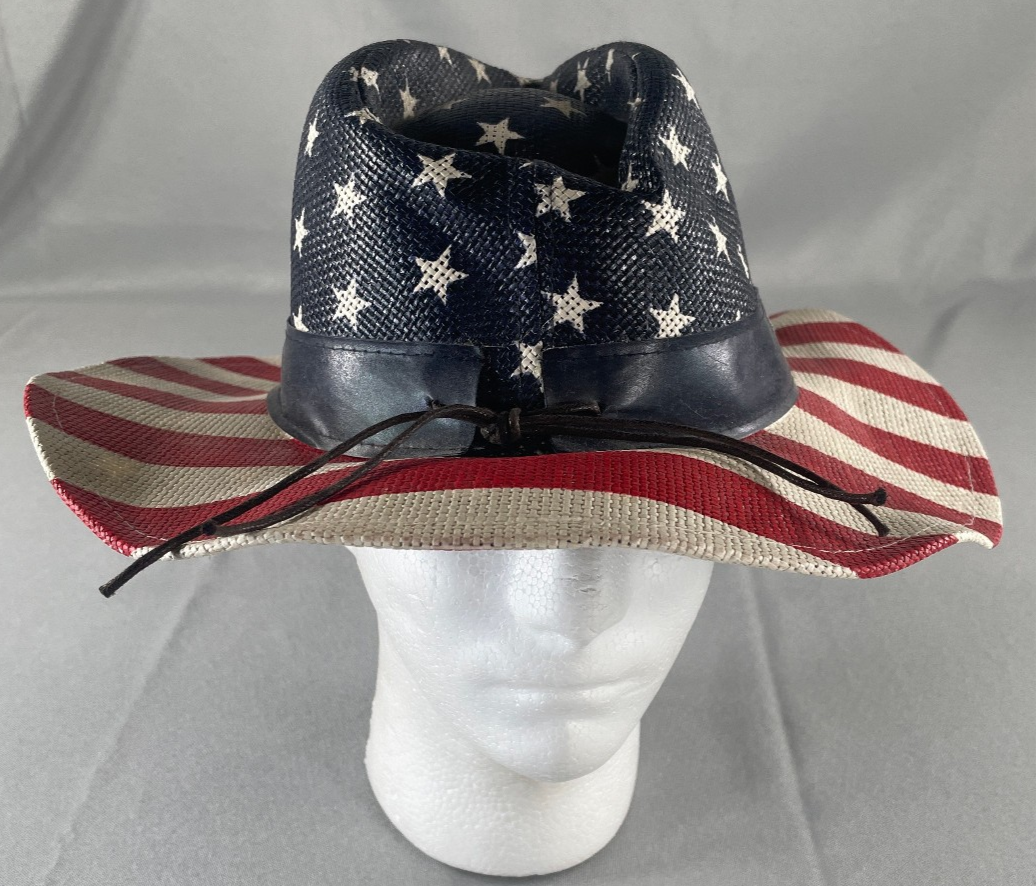 Vintage Mens American Flag Cowboy Hat Patriotic Western Rodeo One Size Adult