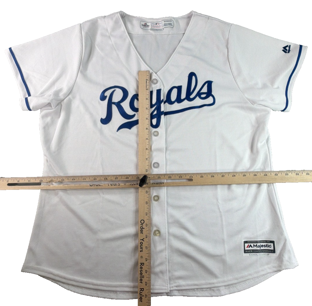 Majestic Kansas City Royals Jersey Womens 2XL White Cool Base MLB Baseball