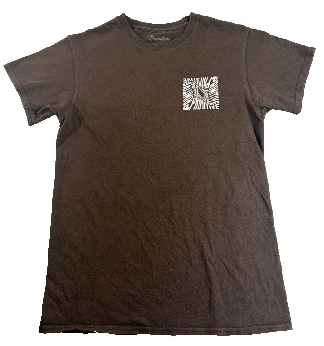 Primitive Skate T Shirt Brown Logo Graphic Mens Small Streetwear Cotton Tee