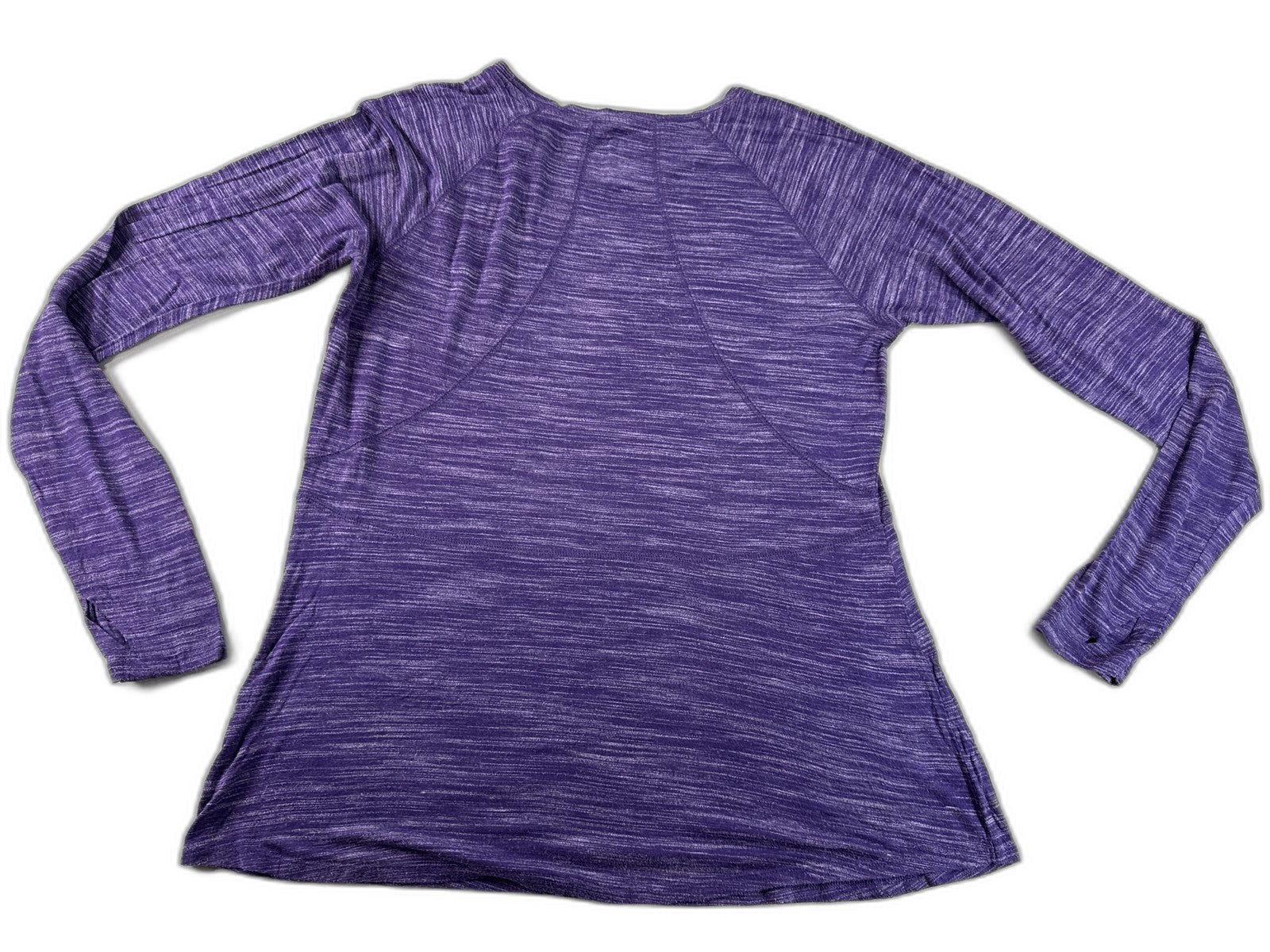 Tek Gear Heathered Long Sleeve Crewneck Top Womens Purple Rayon Polyester M