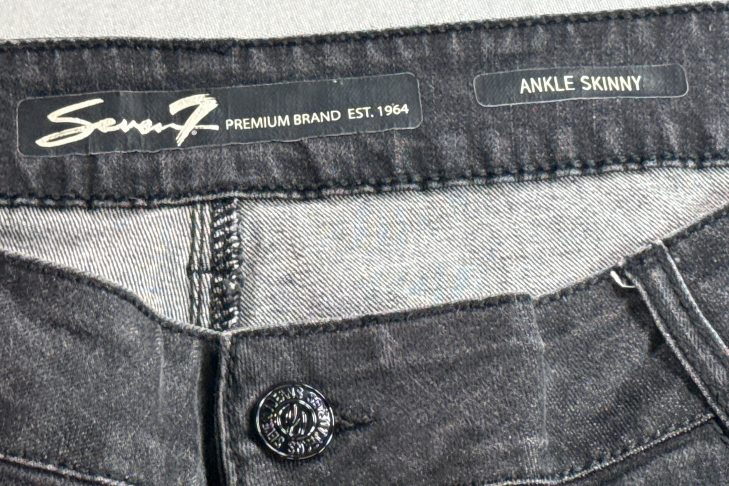 Seven7 Ankle Skinny Jeans Womens 22W Gray Grommet Frayed Hem Stretch Denim