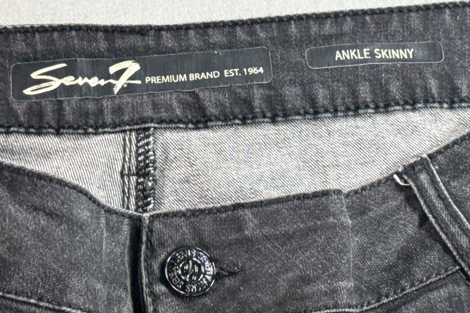 Seven7 Ankle Skinny Jeans Womens 22W Gray Grommet Frayed Hem Stretch Denim