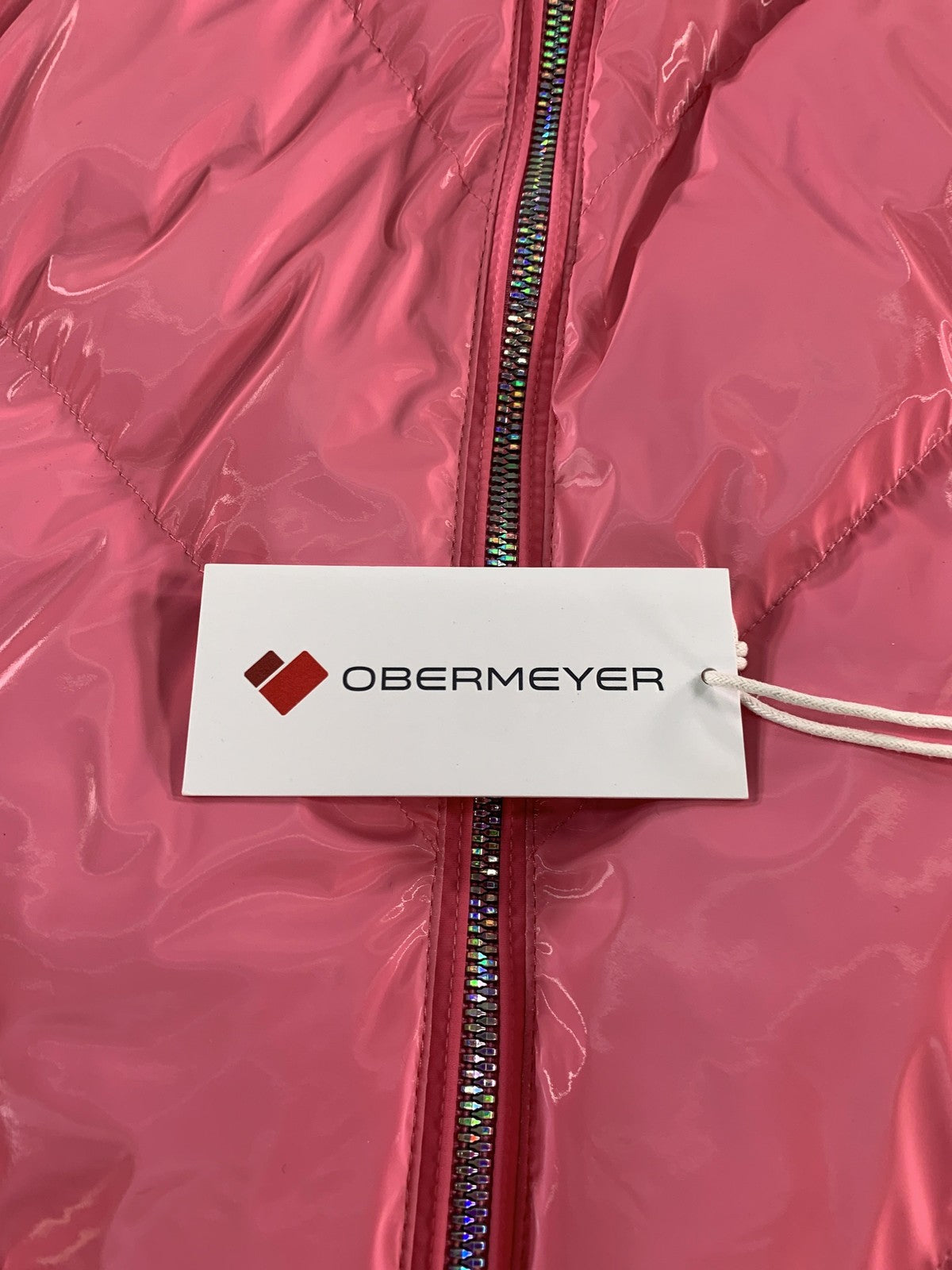 Obermeyer Jacket Womens 10 Pink Glossy Faux Fur Hood Insulated Ski Snow 11224