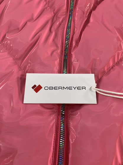 Obermeyer Jacket Womens 10 Pink Glossy Faux Fur Hood Insulated Ski Snow 11224
