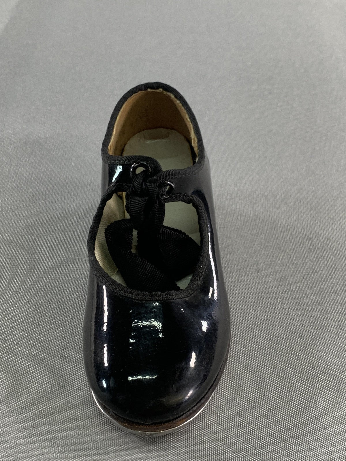 Girls Youth Tap Dance Shoes Size 10.5 Black Patent Mary Jane Ribbon Super Taps