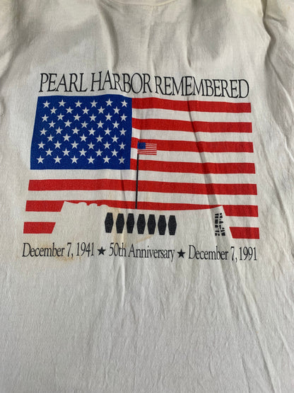 Vintage 1991 Crazy Shirts Pearl Harbor 50th Anniversary Tee XL USA Single Stitch