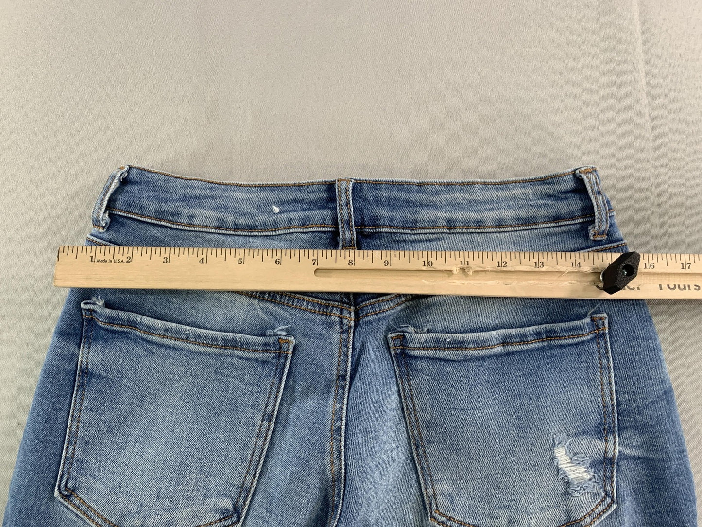 Wax Jean Jeans Womens 7 High Rise Skinny Distressed Stretch Ripped Medium Wash