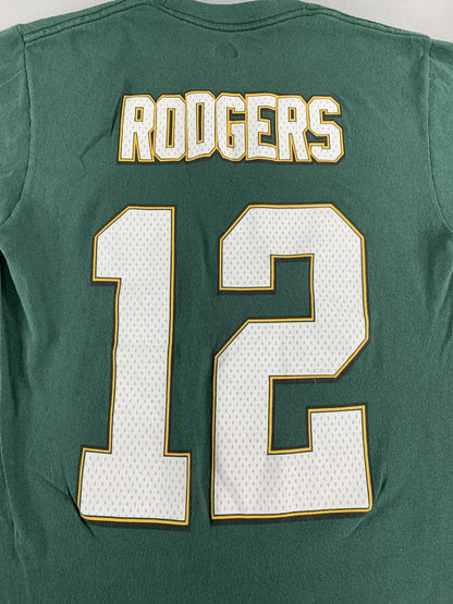Green Bay Packers Shirt Mens Small Green NFL Football 12 Rodgers Majestic Tee