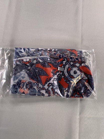 JM Collection Shirt Womens XL Blue Red Paisley Boho Top Short Sleeve Lightweight